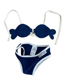 INFANT BIKINI NAVY BLUE AND WHITE 6MO Made in France